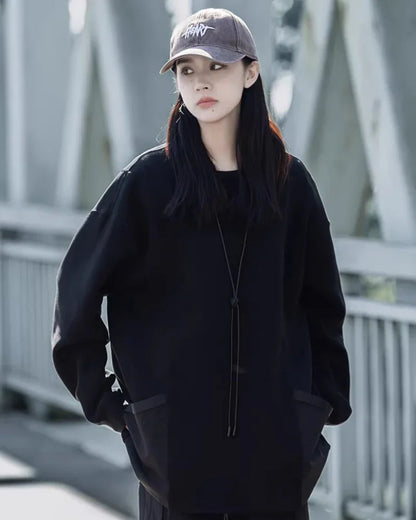 Trendy Unisex Urban Sweatshirt -  black and white sweatshirt - Trendy Unisex Urban Sweatshirt for Everyday Comfort
