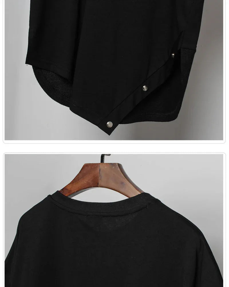 Trendy Zippered Hem Tee -  black and white - Trendy Zippered Hem Tee for Everyday Style