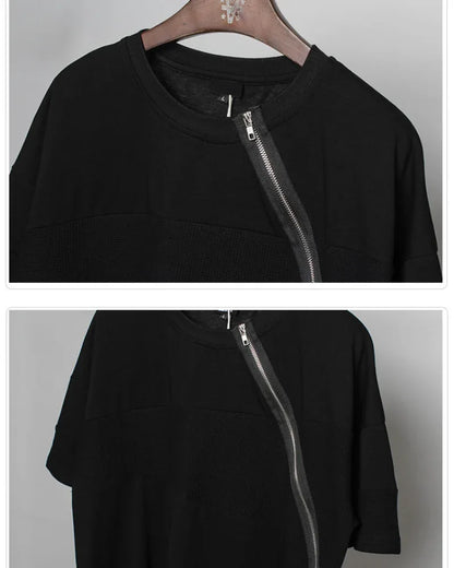 Trendy Zippered Hem Tee - edgy fashion t-shirt - Trendy Zippered Hem Tee for Everyday Style