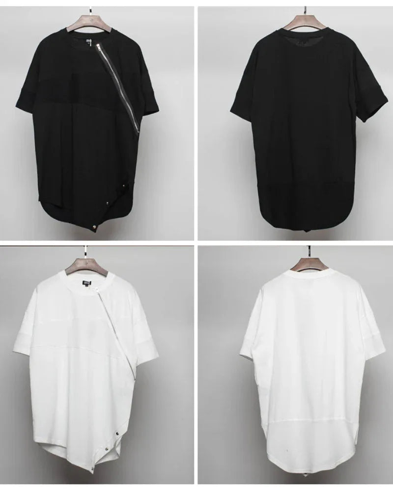 Trendy Zippered Hem Tee -  urban style - Trendy Zippered Hem Tee for Everyday Style