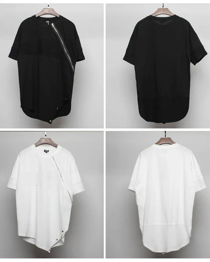 Trendy Zippered Hem Tee -  urban style - Trendy Zippered Hem Tee for Everyday Style