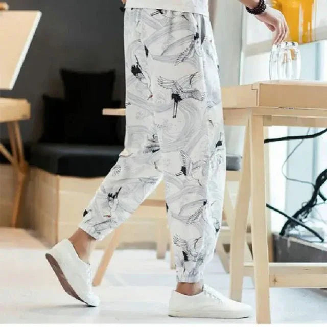 Ultimate Comfort Jogger Pants -  comfortable fit - Artistic Crane Hakama Jogger Pants for Comfort