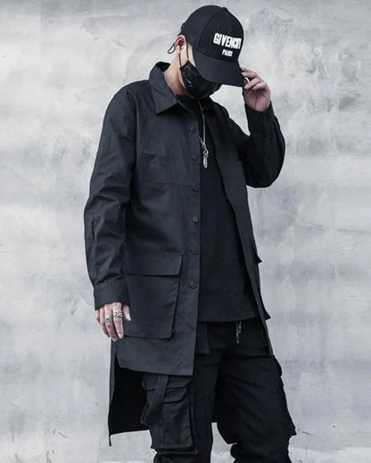 Ultimate Sun Protection Long Coat -  black coat - Techwear Long Coat for Ultimate Sun Protection