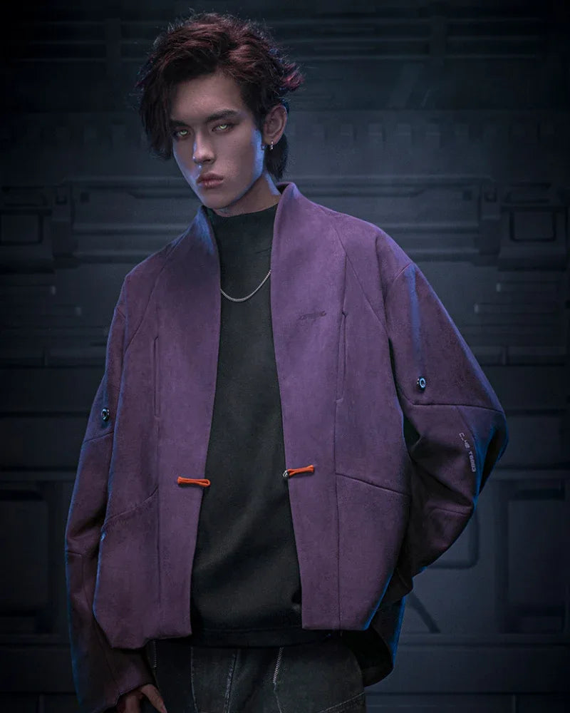 Urban Suede Cyberpunk Jacket -  futuristic jacket - Stylish Urban Suede Cyberpunk Jacket for All Occasions