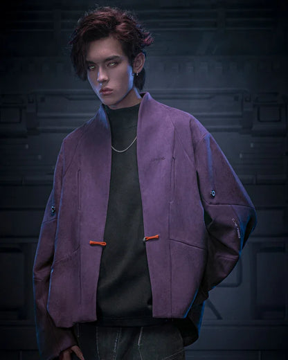Urban Suede Cyberpunk Jacket -  futuristic jacket - Stylish Urban Suede Cyberpunk Jacket for All Occasions