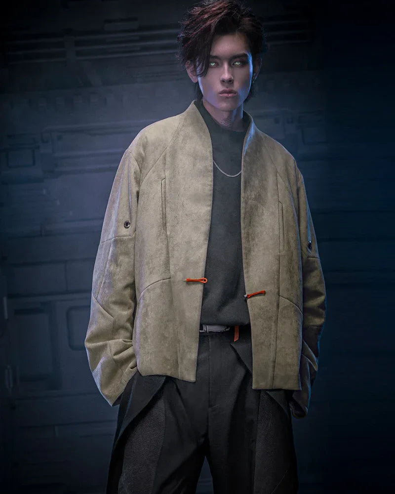 Urban Suede Cyberpunk Jacket - techwear-core - Stylish Urban Suede Cyberpunk Jacket for All Occasions