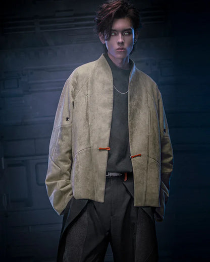 Urban Suede Cyberpunk Jacket - techwear-core - Stylish Urban Suede Cyberpunk Jacket for All Occasions