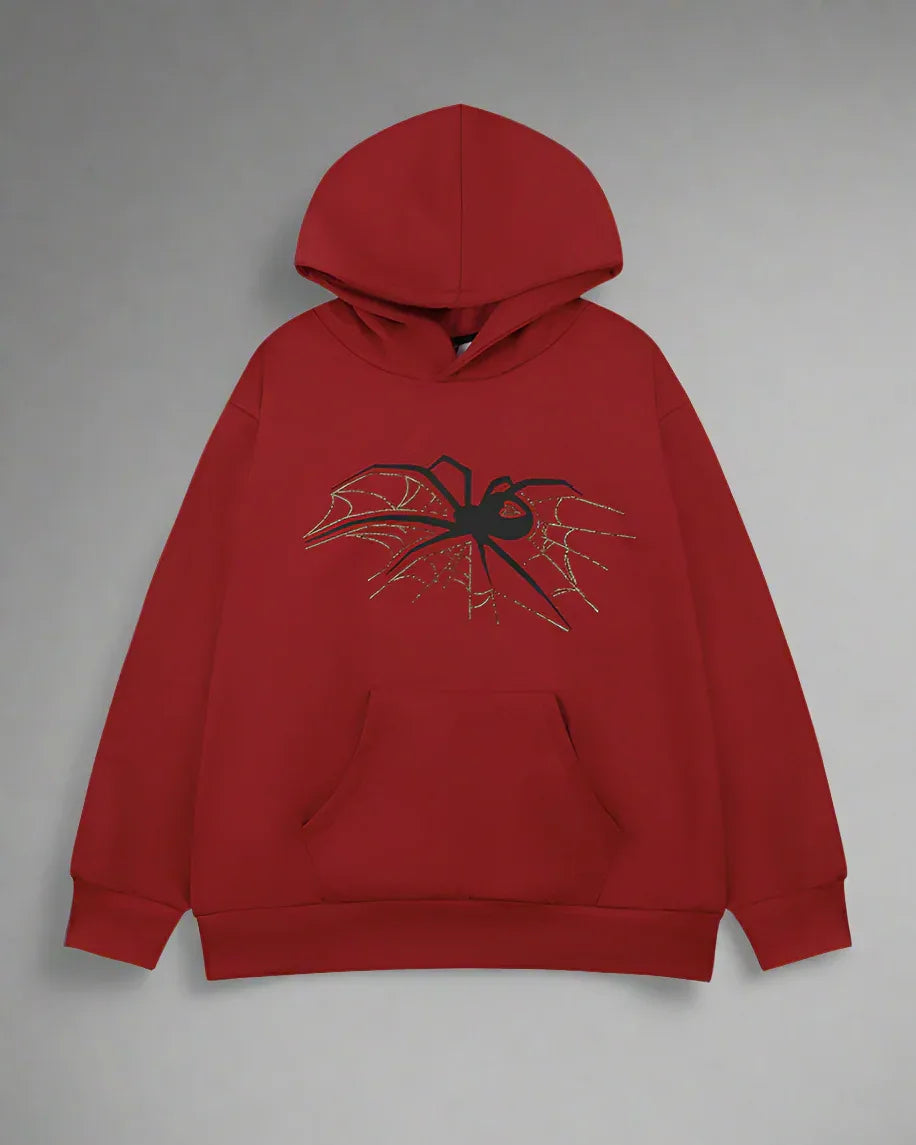 Urban Web Graphic Hoodie -  black and red hoodie - Urban Web Graphic Hoodie for Stylish Comfort