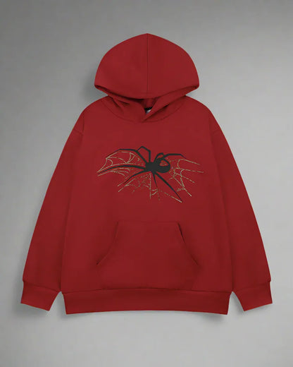 Urban Web Graphic Hoodie -  black and red hoodie - Urban Web Graphic Hoodie for Stylish Comfort