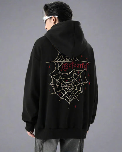 Urban Web Graphic Hoodie -  black and red hoodie - Urban Web Graphic Hoodie for Stylish Comfort