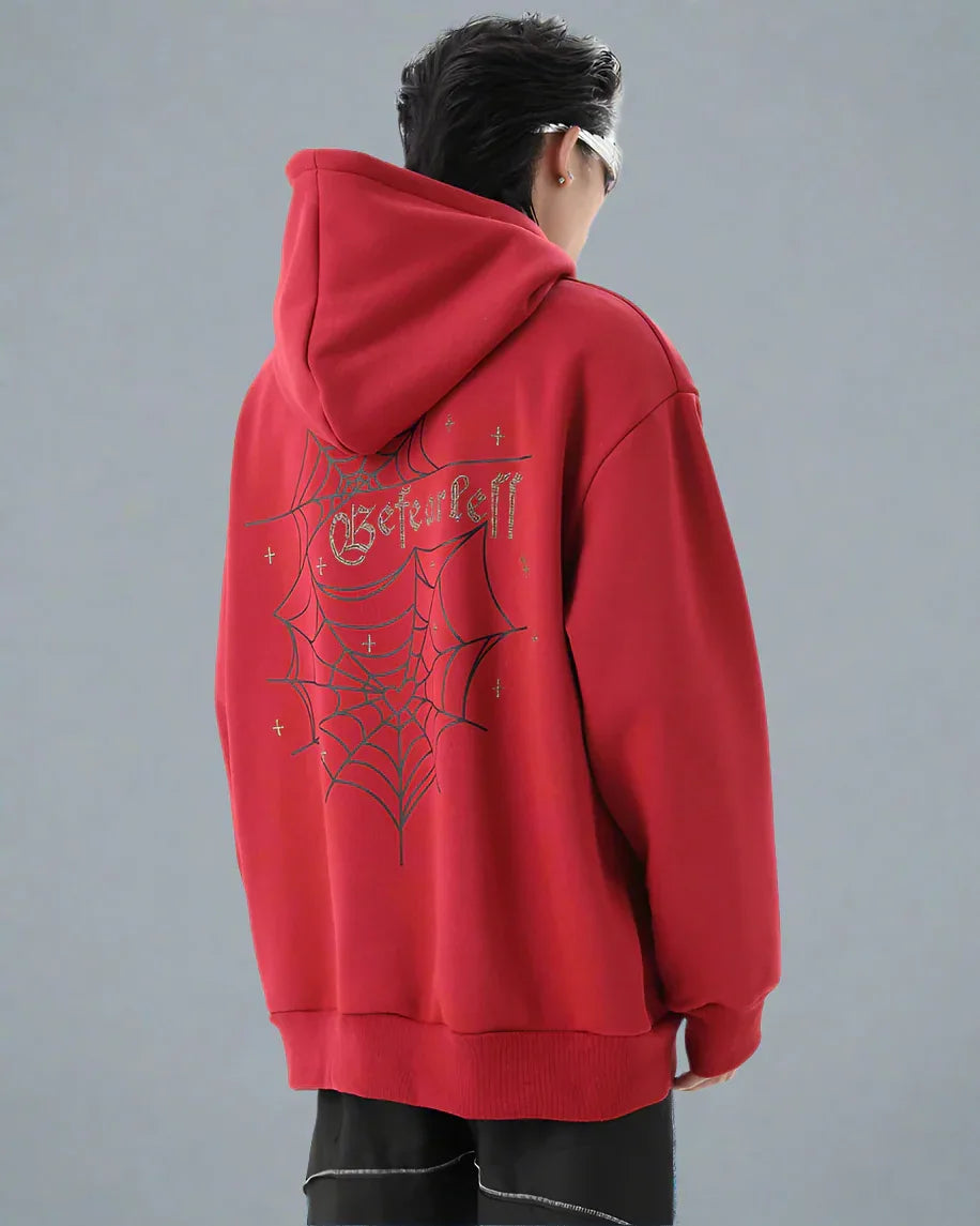 Urban Web Graphic Hoodie -  comfortable hoodie - Urban Web Graphic Hoodie for Stylish Comfort