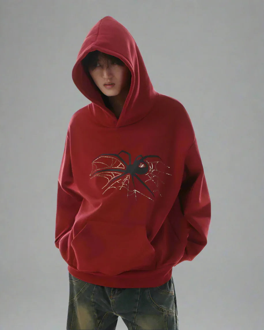 Urban Web Graphic Hoodie -  graphic hoodie - Urban Web Graphic Hoodie for Stylish Comfort