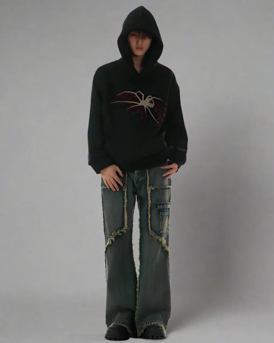 Urban Web Graphic Hoodie -  streetwear - Urban Web Graphic Hoodie for Stylish Comfort