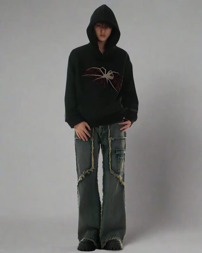 Urban Web Graphic Hoodie -  streetwear - Urban Web Graphic Hoodie for Stylish Comfort