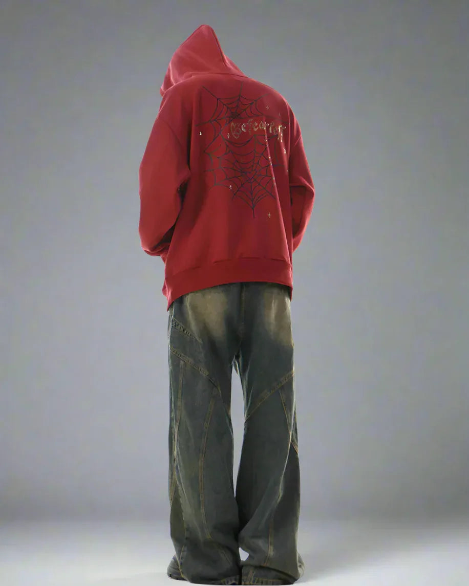 Urban Web Graphic Hoodie -  stylish hoodie - Urban Web Graphic Hoodie for Stylish Comfort