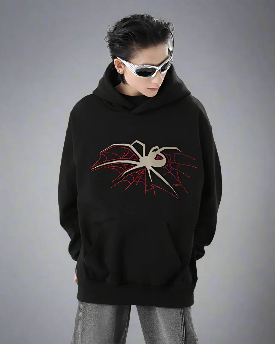 Urban Web Graphic Hoodie - techwear-inspired hoodie - Urban Web Graphic Hoodie for Stylish Comfort