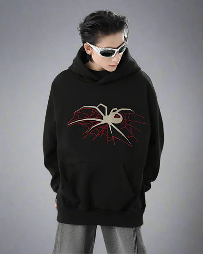 Urban Web Graphic Hoodie - techwear-inspired hoodie - Urban Web Graphic Hoodie for Stylish Comfort