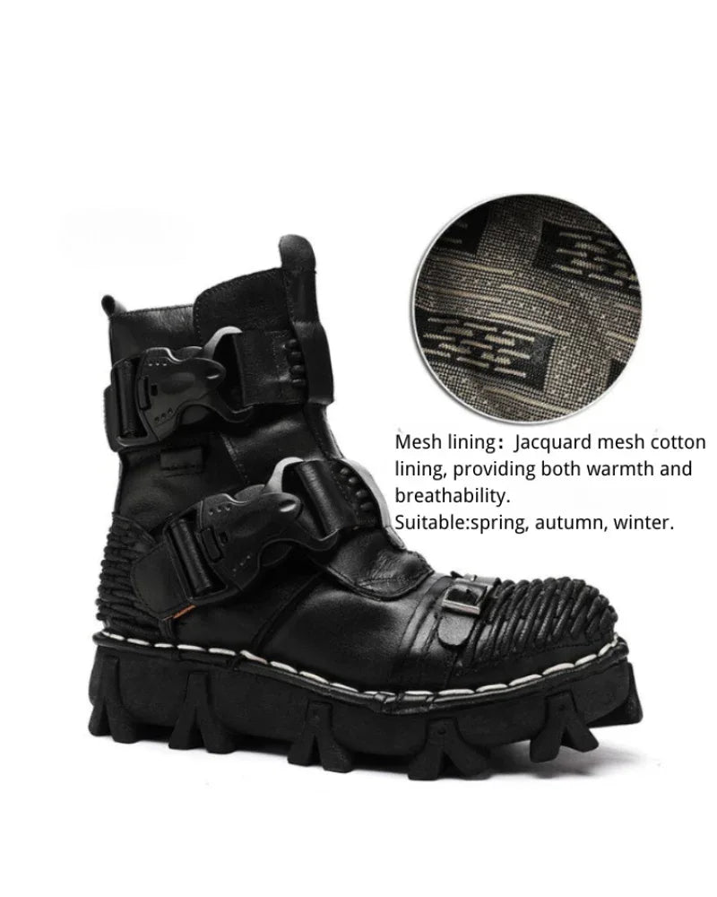 Versatile Buckle Techwear Boots -  combat boots - Buckle Techwear Boots for Riding and Urban Style