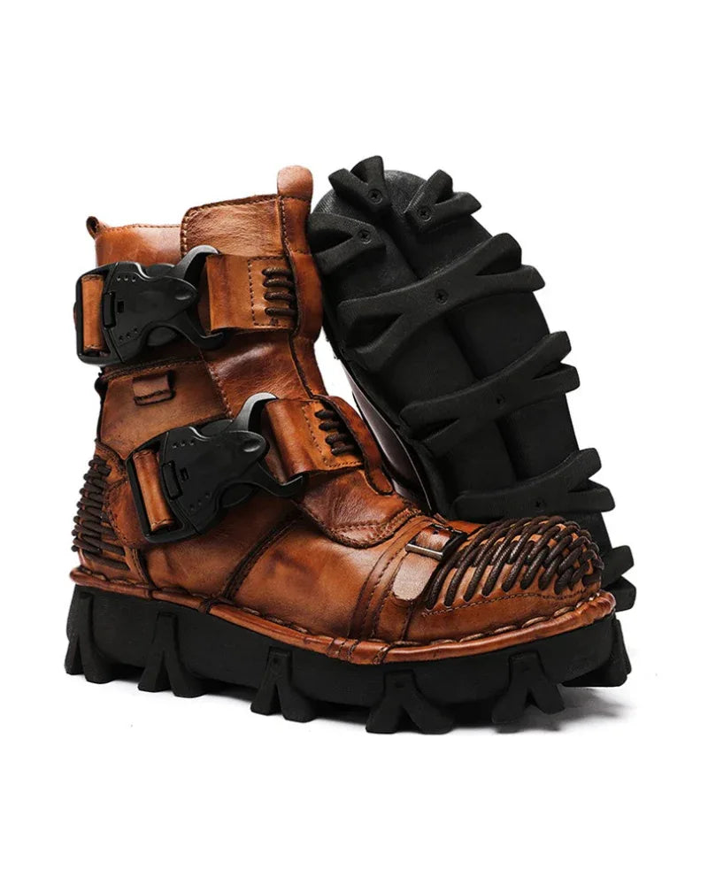 Versatile Buckle Techwear Boots - techwear boots - Buckle Techwear Boots for Riding and Urban Style