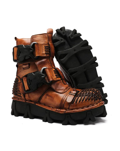 Versatile Buckle Techwear Boots - techwear boots - Buckle Techwear Boots for Riding and Urban Style
