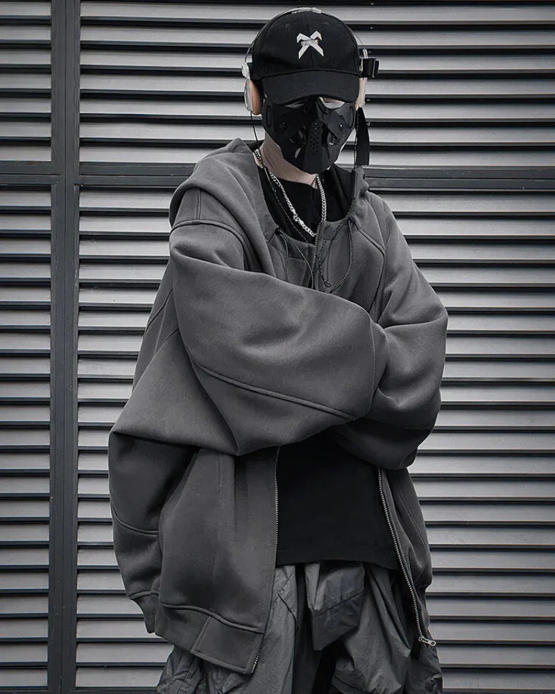 Versatile City Zip Hoodie -  cyberpunk aesthetics - Stylish Versatile City Zip Hoodie for Everyday Wear
