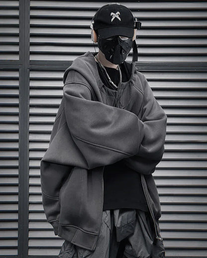Versatile City Zip Hoodie -  cyberpunk aesthetics - Stylish Versatile City Zip Hoodie for Everyday Wear