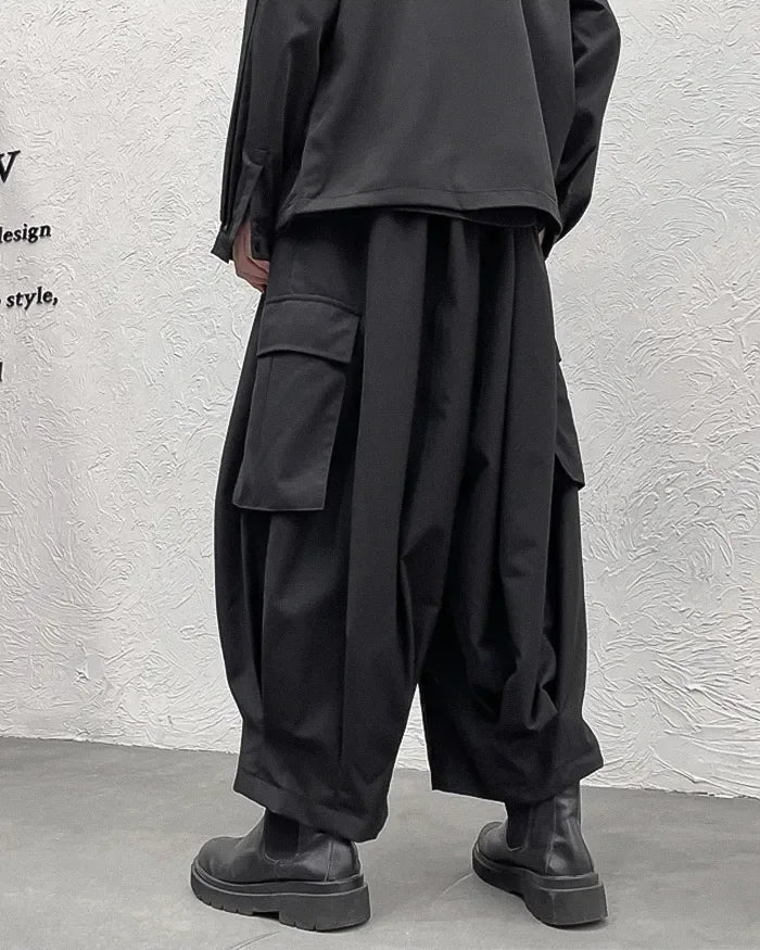 Versatile Hakama Cargo Trousers - Japanese design cargo pants - Stylish Hakama Cargo Trousers for Modern Fashion