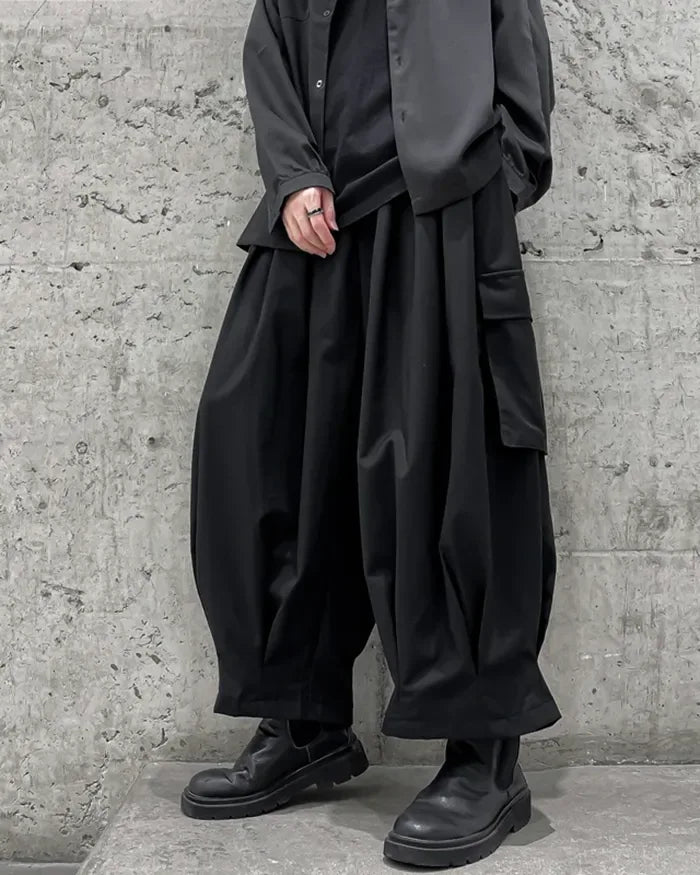 Versatile Hakama Cargo Trousers -  modern techwear trousers - Stylish Hakama Cargo Trousers for Modern Fashion
