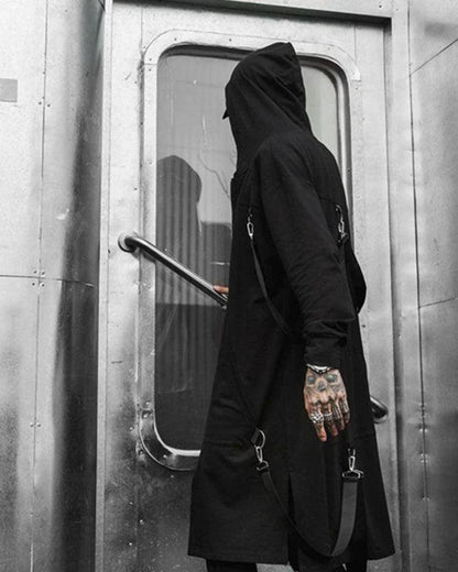 Versatile Hooded Long Coat -  techwear - Hooded Long Coat for Urban Style and Comfort