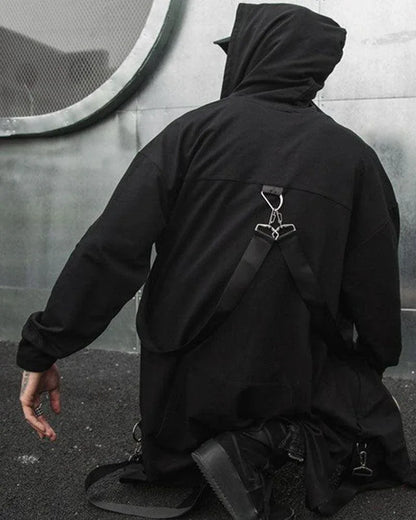 Versatile Hooded Long Coat -  black coat - Hooded Long Coat for Urban Style and Comfort