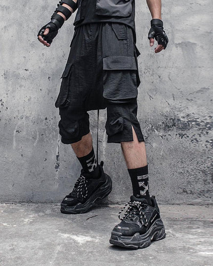 Versatile Long Cargo Shorts -  multi-pocket - Versatile Long Cargo Shorts for Urban Comfort