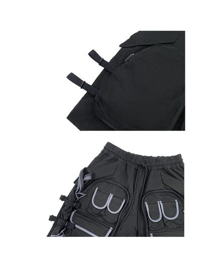 Versatile Multi-Pocket Cargo Shorts -  techwear fashion - Functional Multi-Pocket Cargo Shorts for Adventures