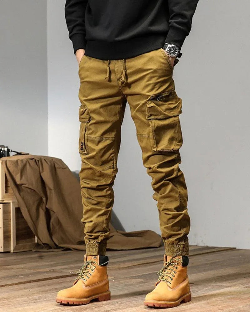 Versatile Pocketed Cargo Trousers - cargo pants - Stylish Pocketed Cargo Trousers for Everyday Wear