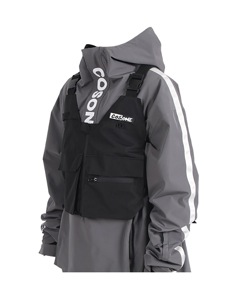 Versatile Snow Cargo Ski Vest -  functional ski apparel - Comfortable Black Snow Cargo Ski Vest for Outdoors