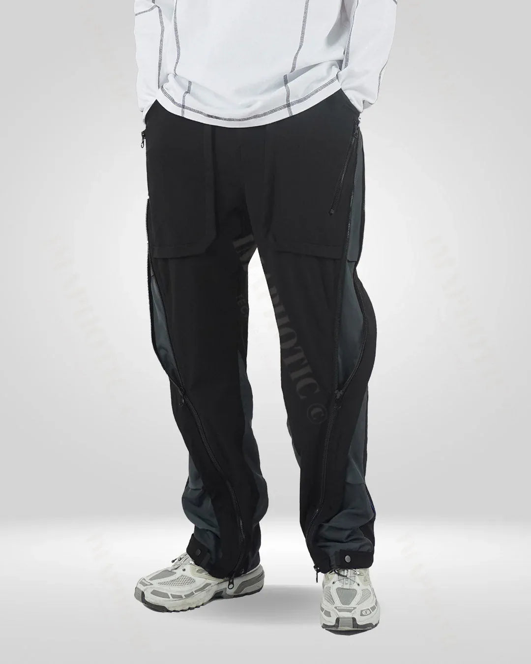 Versatile Stretch Straight-Leg Trousers -  color block pants - Comfortable Straight-Leg Trousers with Pockets