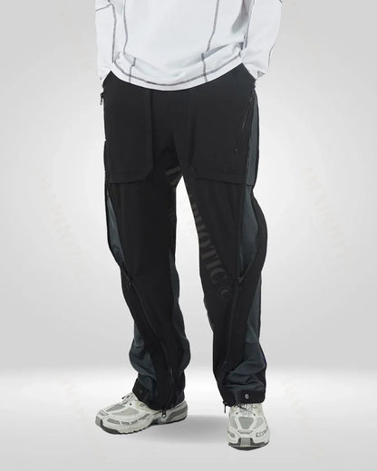 Versatile Stretch Straight-Leg Trousers -  color block pants - Comfortable Straight-Leg Trousers with Pockets