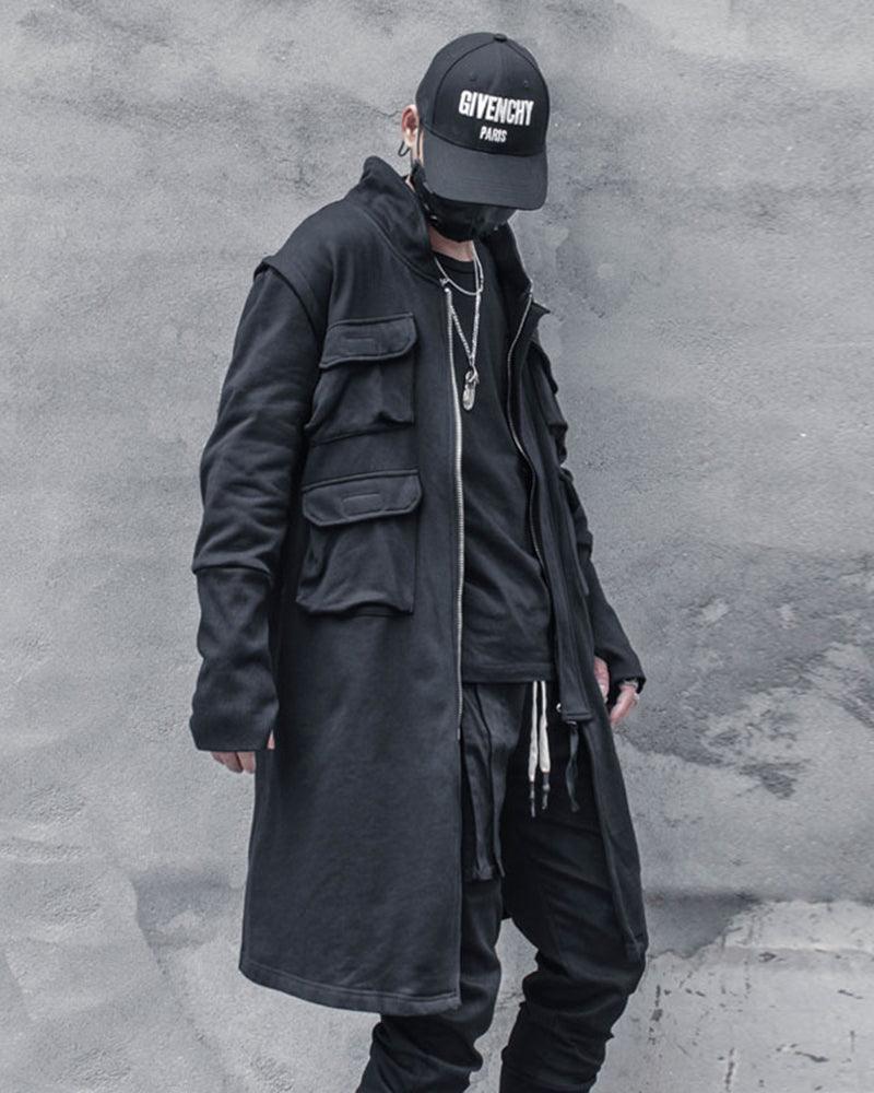 Versatile Urban Cargo Coat -  black coat - Urban Cargo Coat for Everyday Comfort and Style
