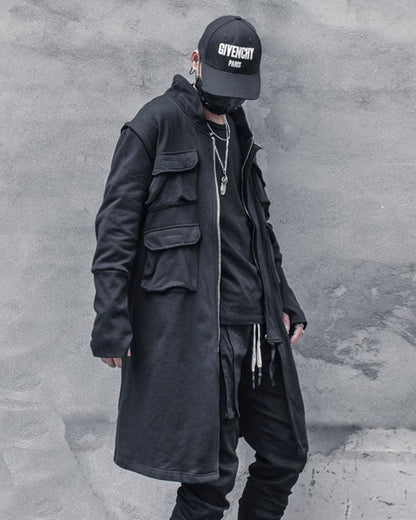 Versatile Urban Cargo Coat -  black coat - Urban Cargo Coat for Everyday Comfort and Style