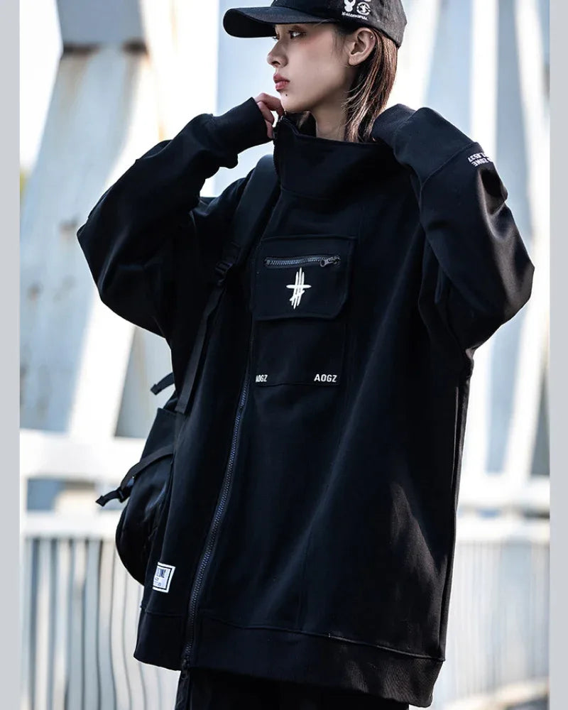 Versatile Zip Techwear Hoodie -  lightweight hoodie - Stylish Zip Techwear Hoodie for Urban Life