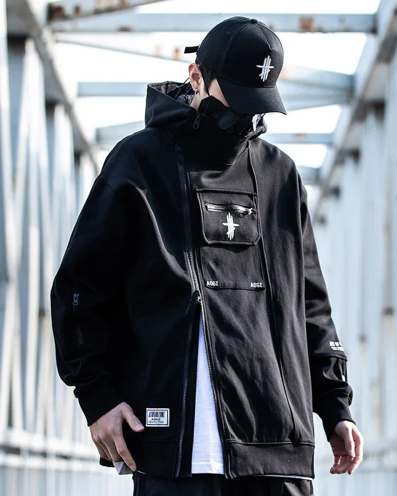 Versatile Zip Techwear Hoodie - techwear hoodie - Stylish Zip Techwear Hoodie for Urban Life