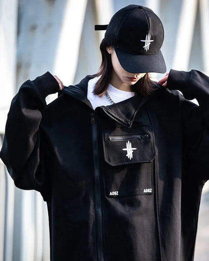 Versatile Zip Techwear Hoodie - techwear hoodie - Stylish Zip Techwear Hoodie for Urban Life