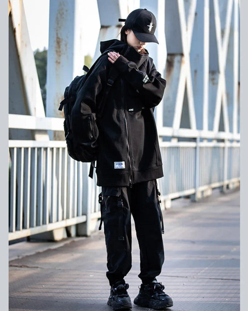Versatile Zip Techwear Hoodie - urban style hoodie - Stylish Zip Techwear Hoodie for Urban Life