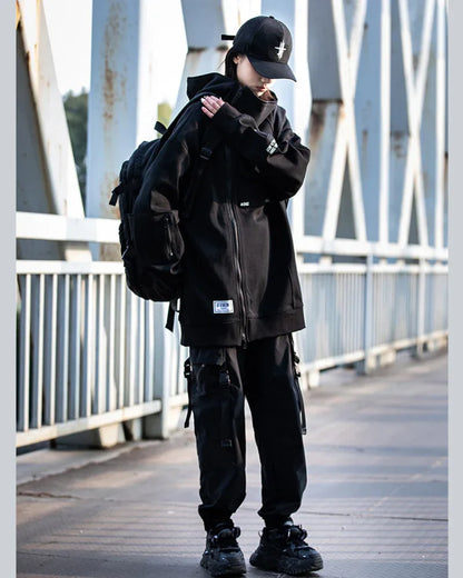 Versatile Zip Techwear Hoodie - urban style hoodie - Stylish Zip Techwear Hoodie for Urban Life