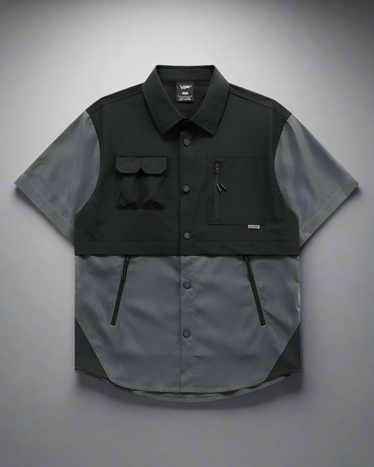 Vibrant Color-Block Utility Shirt - durable polyester shirt - Color-Block Utility Shirt for Modern Style