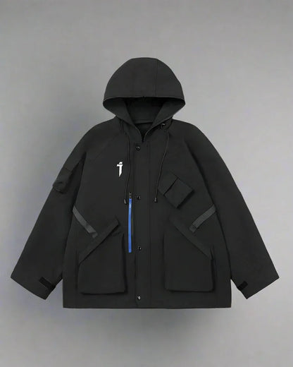 Vibrant Cyberpunk Hooded Jacket -  futuristic hooded jacket - Stylish Cyberpunk Hooded Jacket for Urban Wear