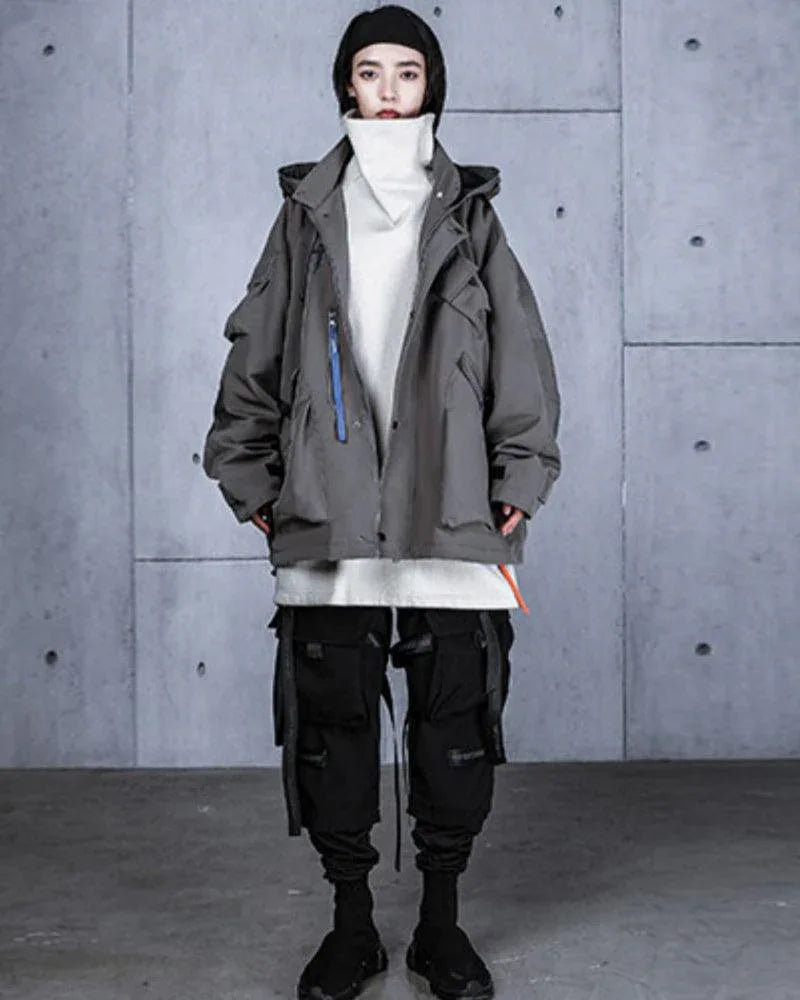 Vibrant Cyberpunk Hooded Jacket -  durable urban wear - Stylish Cyberpunk Hooded Jacket for Urban Wear