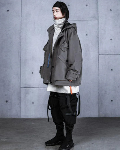 Vibrant Cyberpunk Hooded Jacket -  futuristic hooded jacket - Stylish Cyberpunk Hooded Jacket for Urban Wear