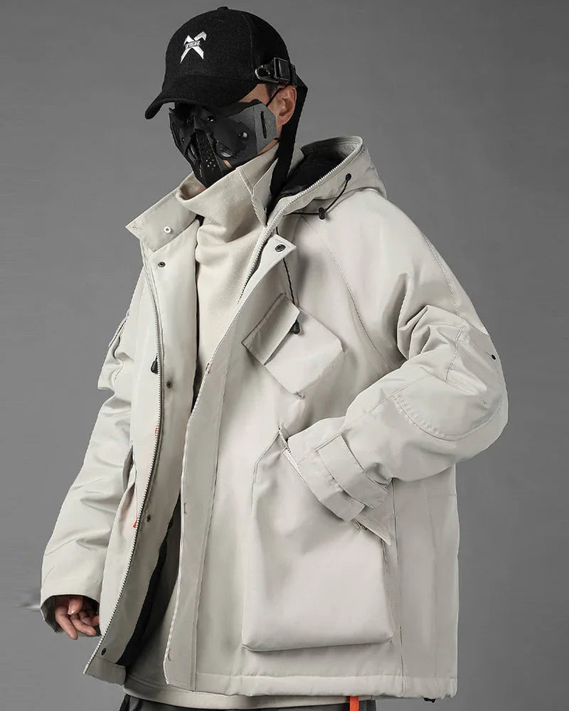 Vibrant Cyberpunk Hooded Jacket - stylish techwear jacket - Stylish Cyberpunk Hooded Jacket for Urban Wear