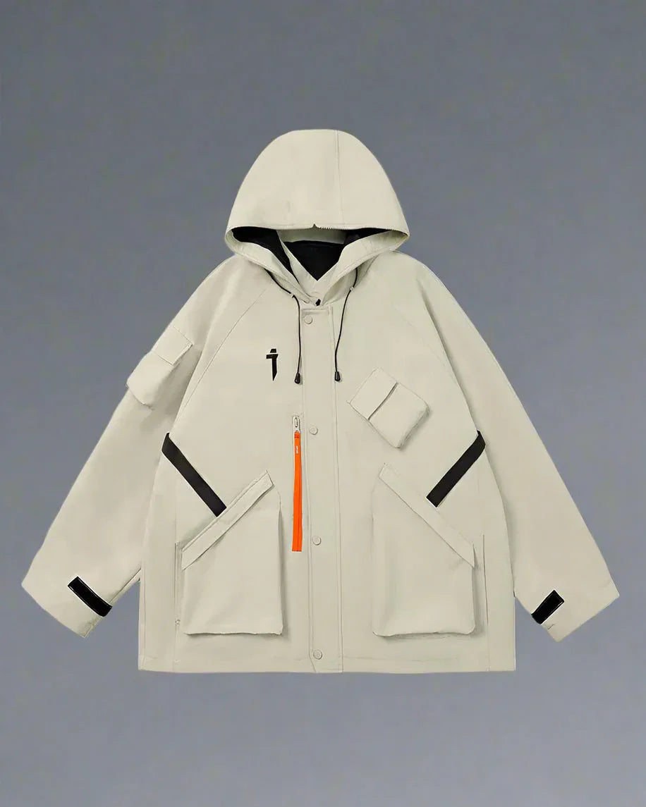 Vibrant Cyberpunk Hooded Jacket -  urban jacket - Stylish Cyberpunk Hooded Jacket for Urban Wear