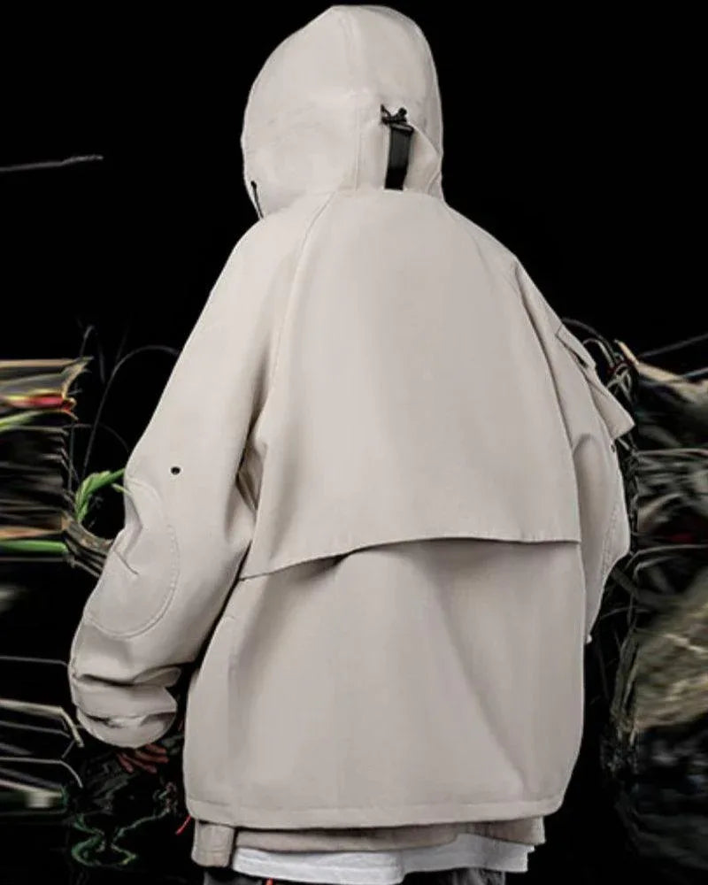 Vibrant Cyberpunk Hooded Jacket -  urban jacket - Stylish Cyberpunk Hooded Jacket for Urban Wear